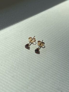 Delicate Gold Mini Stud Earrings with Garnets
